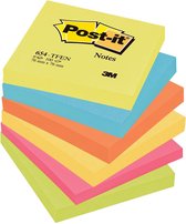 Bloc-notes Post-it Post-it 3M, 76 x 76 mm, assortis, paquet de 6 pièces