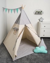 FUJL - Tipi Tent - Speeltent - Wigwam - kinder tipi -  Set Little Stars Grey - Inclusief accessoires