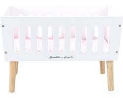 foto van Bandits & Angels Houten Poppenbedje Sweet Dreams Wit - Poppenbed Hout - Geschikt voor Pop tot 46 cm - Inclusief Dekentje - Poppen Bed - Poppen Meubel