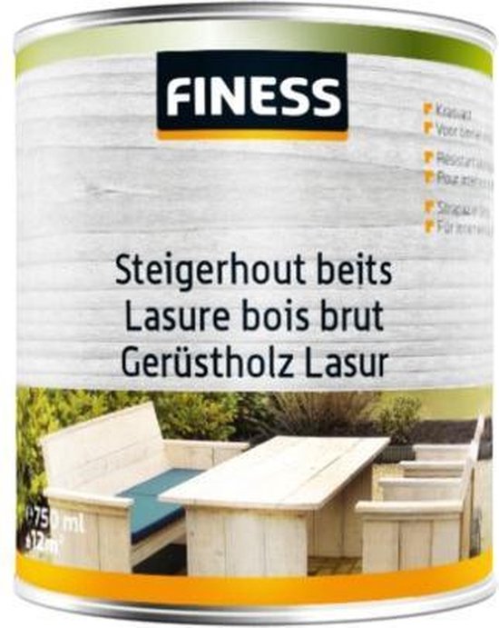 Foto: Finess steigerhoutbeits 750 ml anthracite grey wash antraciet grijs voor binnen en buiten duurzaam beits