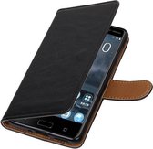 Nokia 5 hoesje book case vintage lederlook zwart