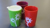 Bloemenbeker antislip Ornamin- 250 ml - opaak geel/wit
