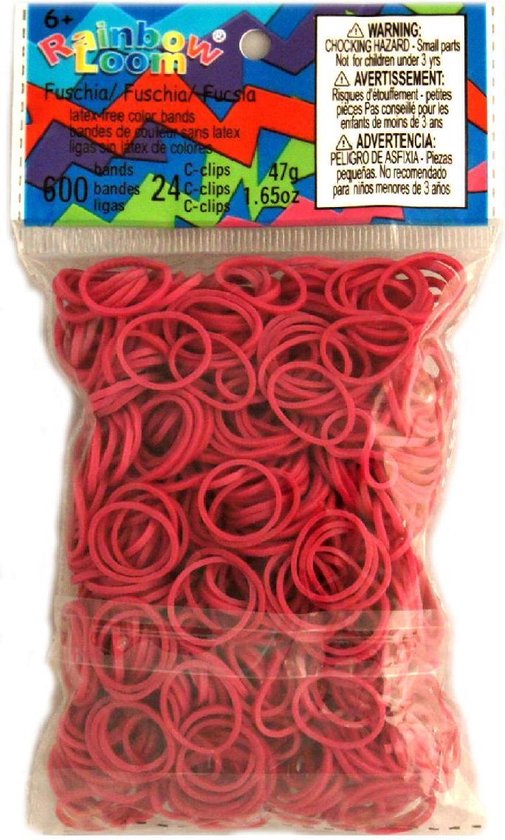 Rainbow Loom Elastiekjes - Fuschia - 600 stuks