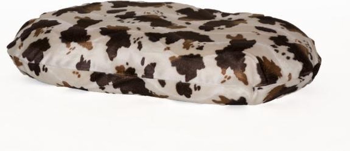 Losse hoes hondenkussen ovaal bonfire koe bruin/wit kussen maat 87x57 cm