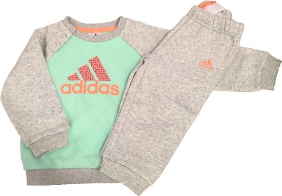 Adidas Baby Trainingspak - IJsgroen/Grijs - Maat 80 | bol.com