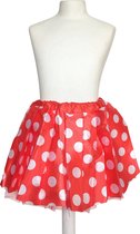 Tutu ballet verkleed Rokje rood met witte stippen - lengte 30 cm - verkleedkleding Prinsessen