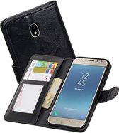 Hoesje Geschikt voor Samsung Galaxy J3 2017 - Portemonnee Hoesje Booktype Wallet Case Zwart