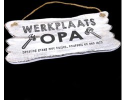 Houten wandbord Werkplaats Opa