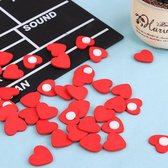 Rode houten hartjes stickers 100 stuks | Bruiloft decoratie, scrapbooking, Valentijn, liefde
