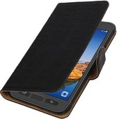 Zwart Krokodil booktype wallet cover hoesje voor Samsung Galaxy S7 Active