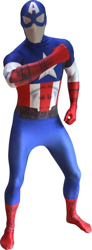 Captain America Morphsuits™ Kostuum Voor Volwassenen Verkleedkleding 180 Cm