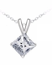 Fate Jewellery Ketting FJ406 - Square - 45 + 5cm - Zilverkleurig met zirkonia kristal