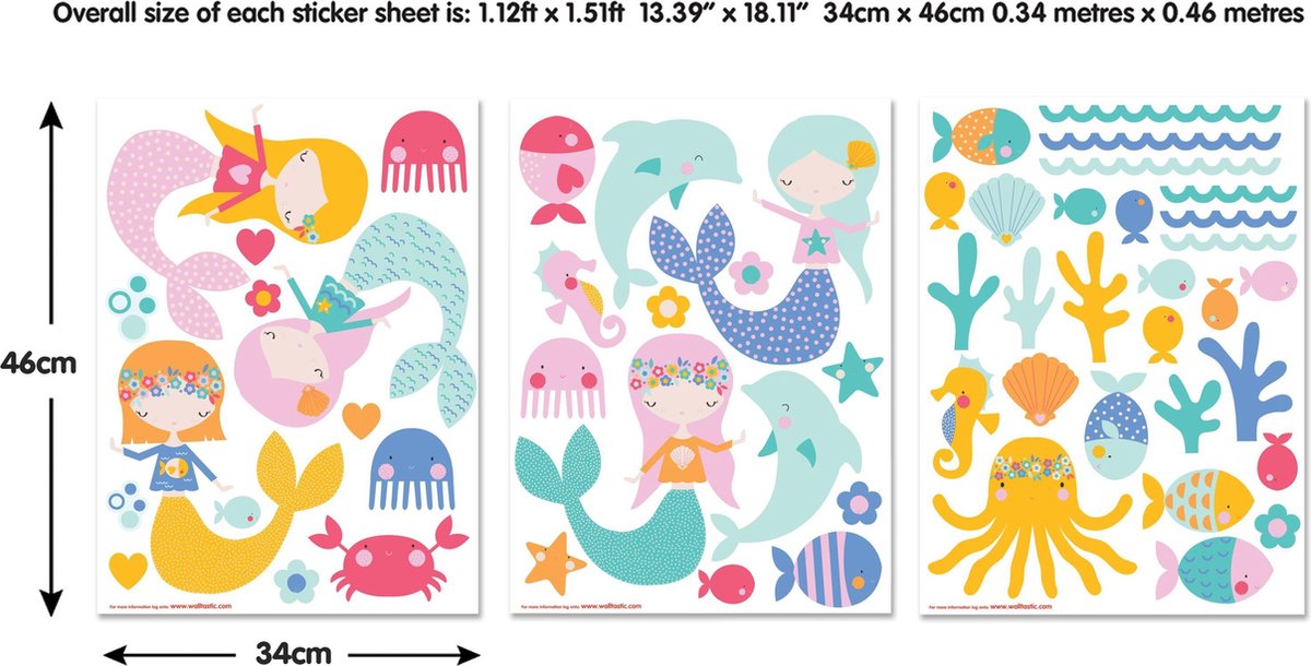 Walltastic - Muursticker Set M - Zeemeerminnen - 56 stickers