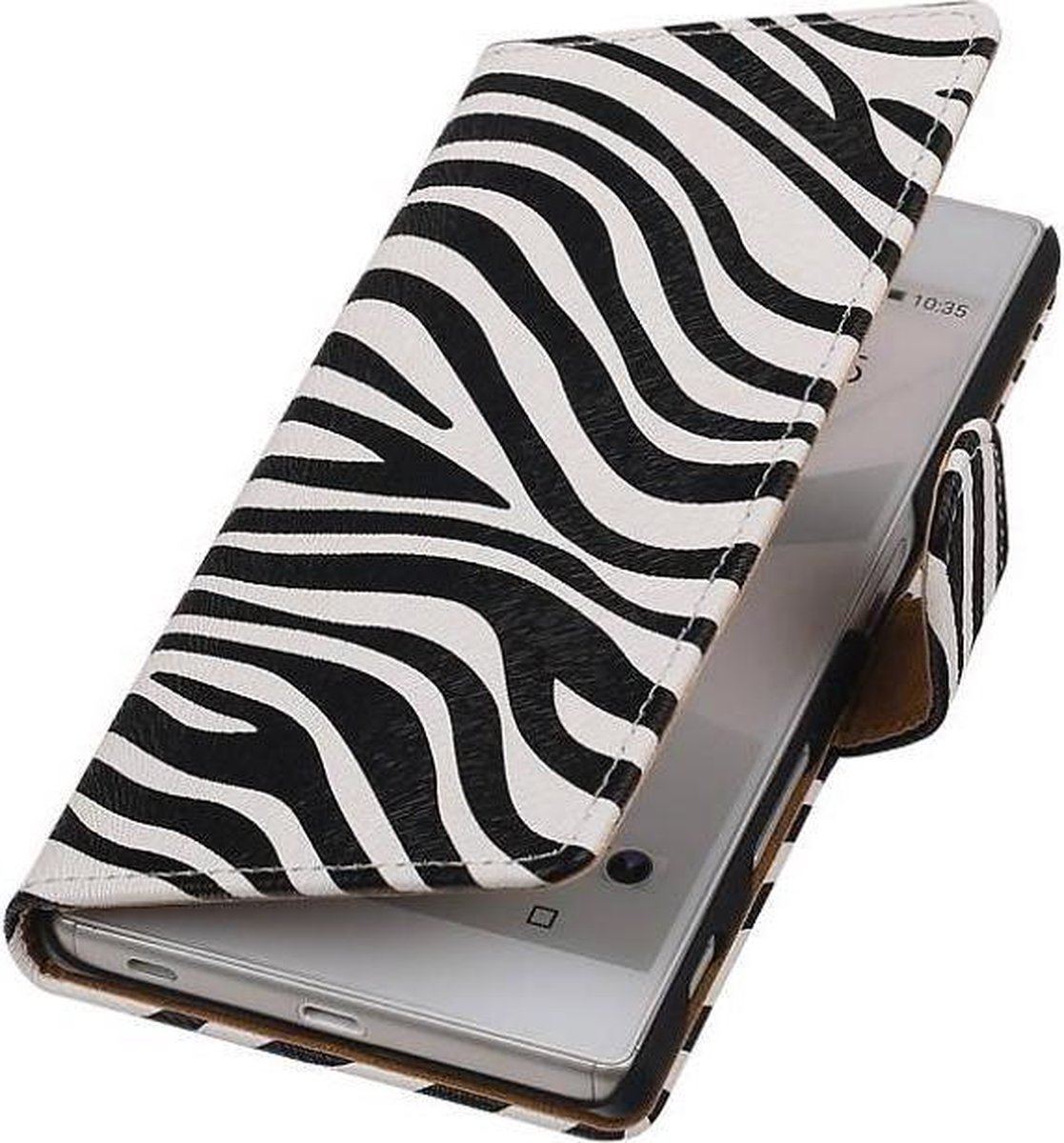 Zebra Bookstyle Wallet Case Hoesje Geschikt voor Sony Xperia Z5 Wit
