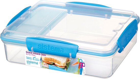 Sistema To Go Snack Attack Duo Lunchbox - 3 compartiments - 975 ml - Bleu