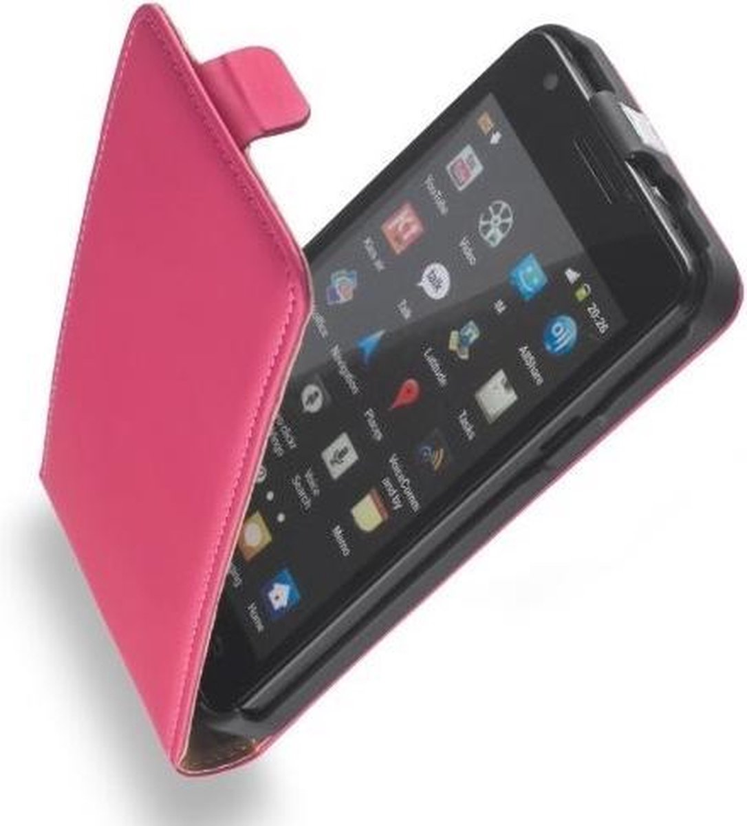 LELYCASE Flip Case Lederen Hoesje HTC One SV Pink