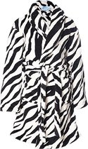 Kinderbadjas zebra print – 100% flanel fleece – badjas kind zwart/wit – Badrock kindermodel – fleecebadjas kind  maat S(5-6jaar) - 110/116