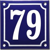 Emaille huisnummer blauw/wit nr. 79