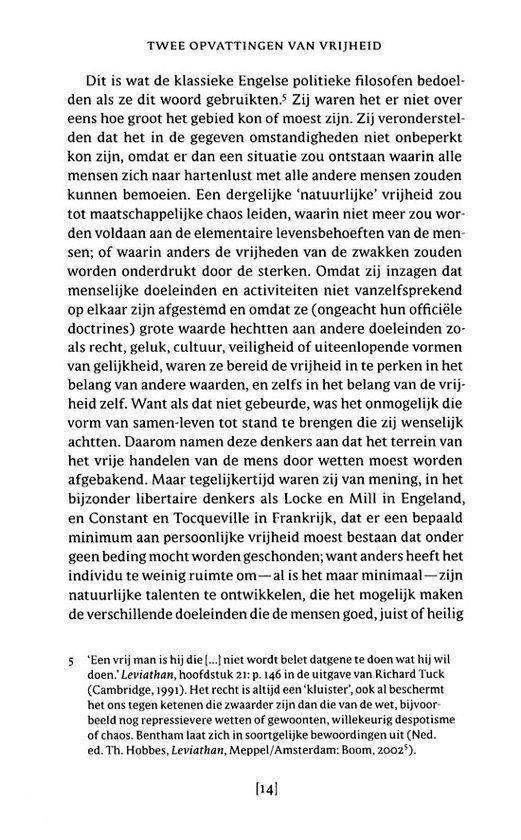 Tekstpagina met voetnoot over vrijheid en de klassieke politieke filosofen.