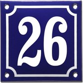 Emaille huisnummer blauw/wit nr. 26