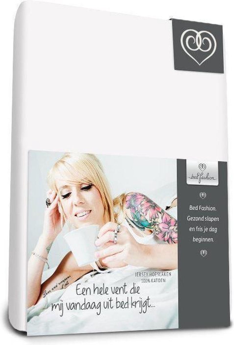 Bed-Fashion jersey hoeslaken voor boxspring Wit - 90 x 210 cm - Wit