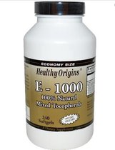 Vitamine E-1000, 100% Natuurlijke Gemengde Tocoferolen (240 Softgels) - Healthy Origins