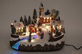 Kerstdorp met schaatsers - Warm white LED