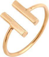 24/7 Jewelry Collection Dubbele Bar Ring Verstelbaar - Verstelbare Ring - Goudkleurig