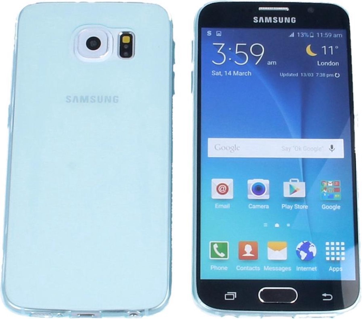 Samsung Galaxy S6, 0.35mm Ultra Thin Matte Soft Back Skin case Transparant Mint Groen Green