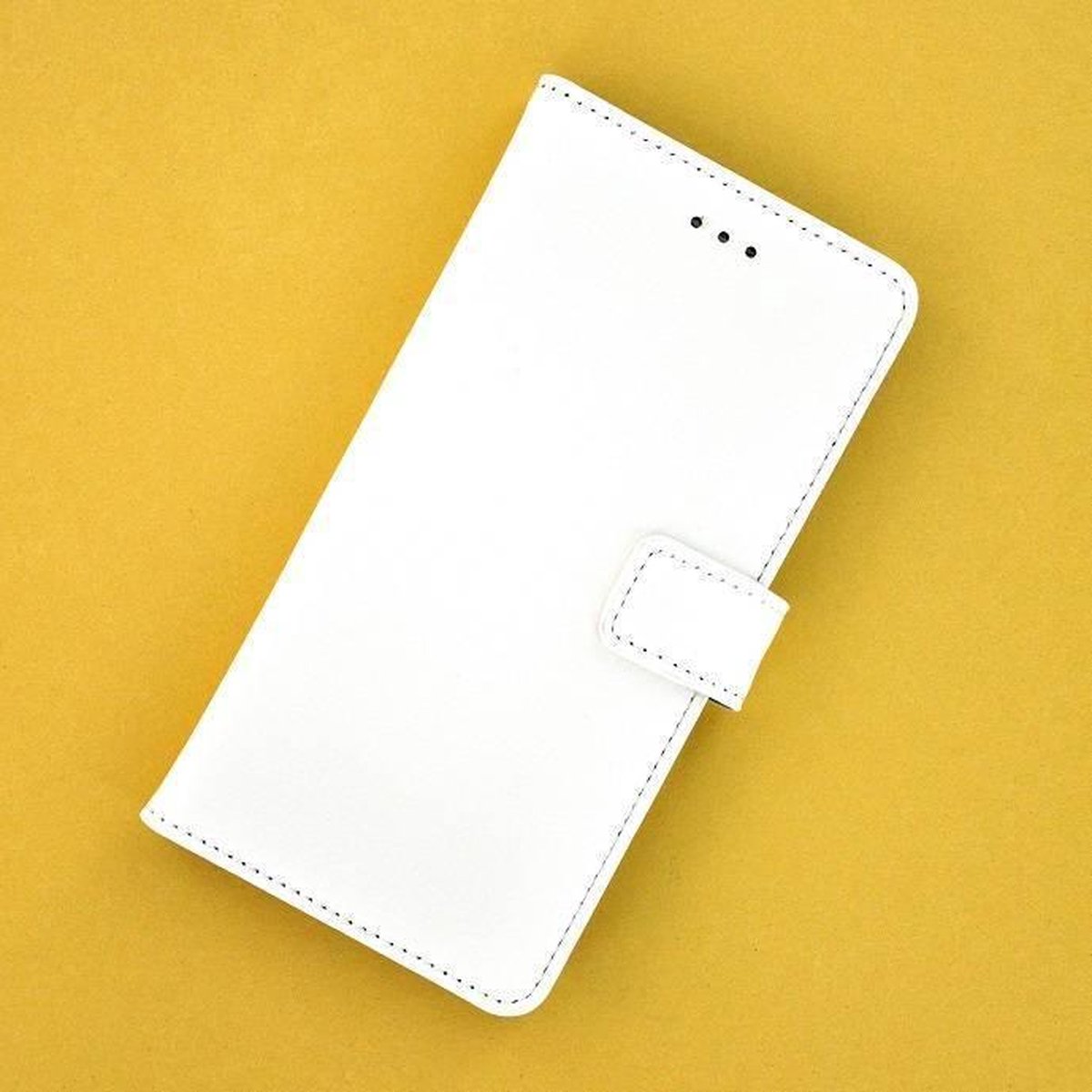 Wit Effen Wallet Bookcase Hoesje Geschikt voor Huawei Y6 2017