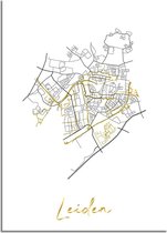 DesignClaud Leiden Plattegrond Stadskaart poster met goudfolie bedrukking B2 poster (50x70cm)