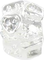 Quiges - 925 - Zilveren - Bedels -Sterling zilver - Beads - Zirkonia Hartjes Kraal Charm - Geschikt – voor - alle bekende merken - Armband Z533