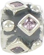 Quiges - 925 - Zilveren - Bedels -Sterling zilver - Beads - Blokjes Zirkonia Kraal Charm - Geschikt – voor - alle bekende merken - Armband Z267