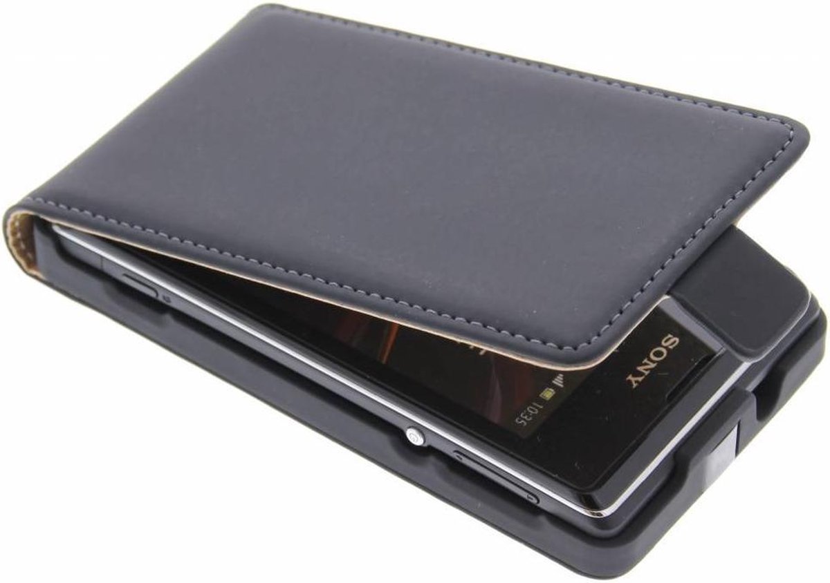 Mobiparts - zwarte premium flipcase voor de Sony Xperia E