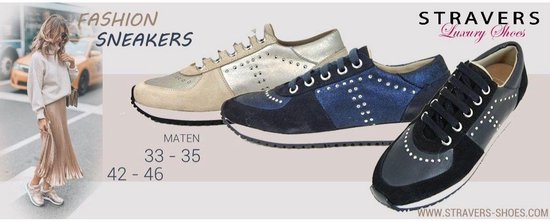 Stravers - Maat 42 Sneakers Dames Zwart. Grote Maten Luxe Sneakers | bol.com