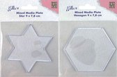 Ensemble de 2 assiettes transparentes pour techniques mixtes - étoile et hexagone