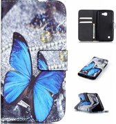 Blauwe vlinder book case hoesje wallet LG K4