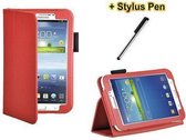Samsung rood Galaxy Tab 3 7.0 hoes map cover + stylus P3200 P3210