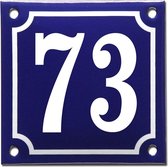 Emaille huisnummer blauw/wit nr. 73