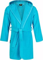 Kinderbadjas blauw aqua - capuchon badjas kind - katoenen badjas kind - 1/2 jaar