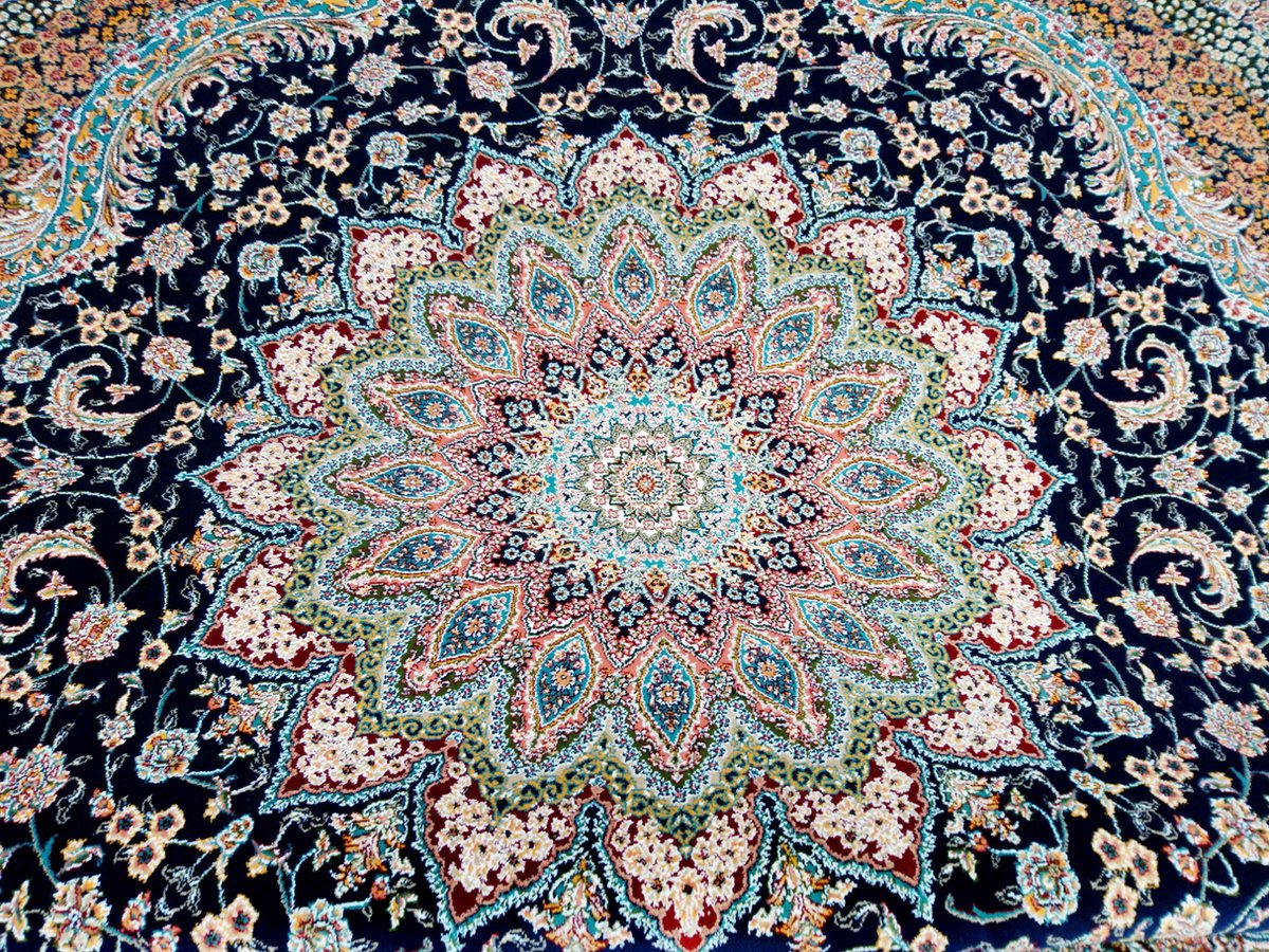 Buurt afgewerkt heroïsch Perzisch Vloerkleed uit Iran 200x200 Rond Klassieke Design Blauw | bol.com