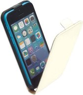 LELYCASE Flip Case Lederen Hoesje Apple iPhone 5C Wit