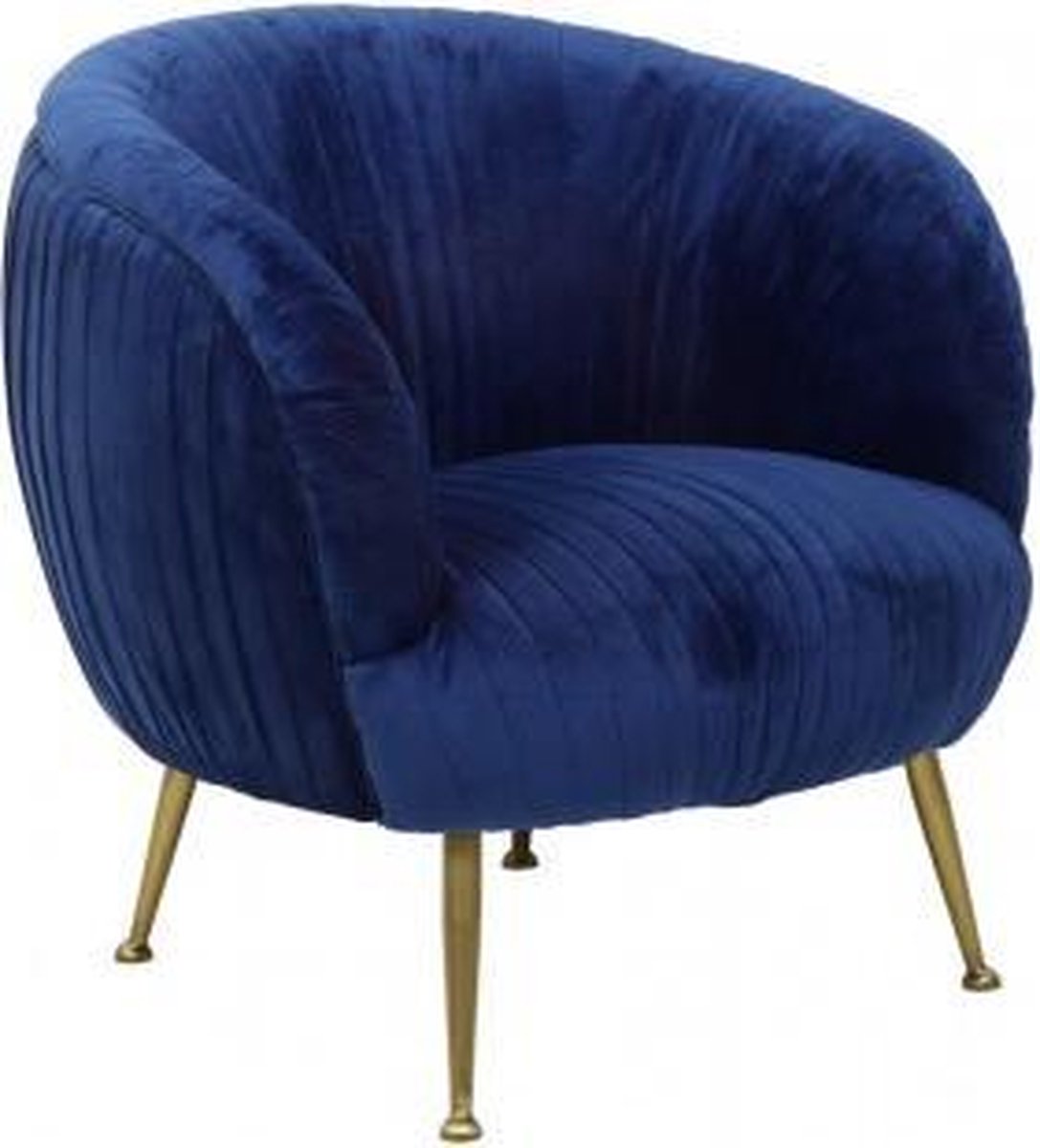 Stoel velvet blauw fauteuil goudkleurige poten79x75x75cm rond | bol.com