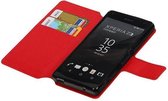 Cross Pattern TPU Bookstyle Wallet Case Hoesje voor Xperia Z3 Compact Rood
