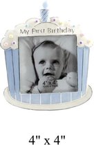 "My First Birthday" fotokader 10 x 10 cm blauw