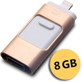 USB stick – flashdrive – 8 GB – voor iPhone Android en PC of Mac – externe opslagruimte - met opslag voor iPhone, USB en Android in één - Goud - DisQounts