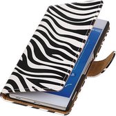 Zebra Bookstyle Wallet Case Hoesjes voor Sony Xperia Z4 Z3+ Wit