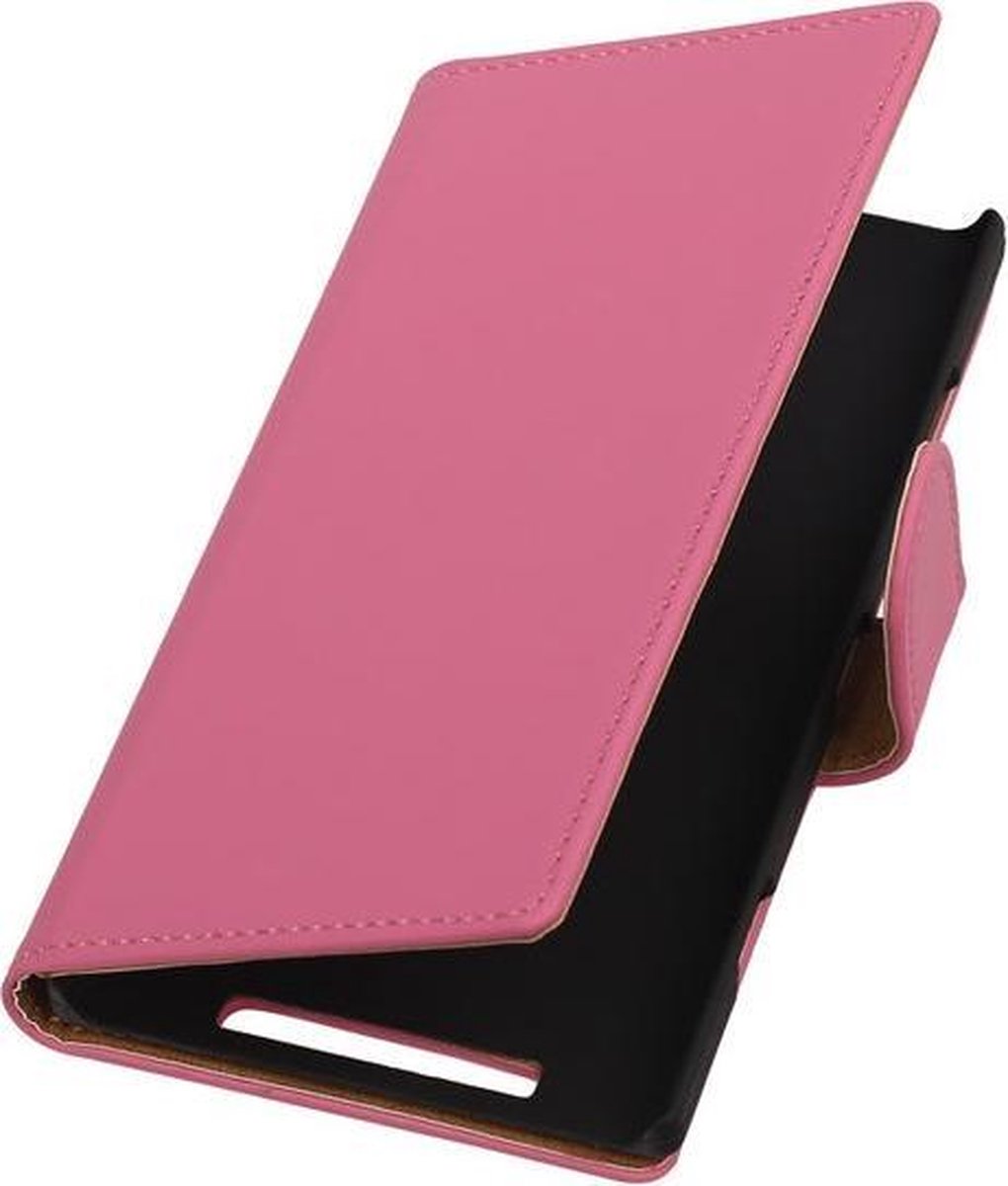 Nokia Lumia 830 Book Case Effen Roze Hoesje