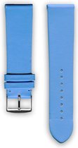 Blauw (hortensia) lederen horlogeband (made in France) Frans leder 24 mm