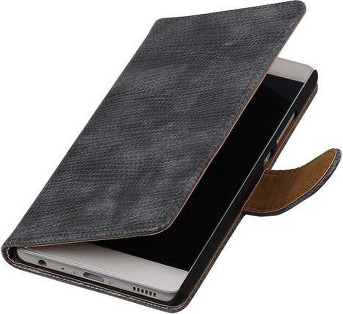 Grijs Mini Slang booktype cover hoesje voor Huawei P9